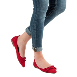 Corina Ballerine Scamosciate Con Volant rosso 2