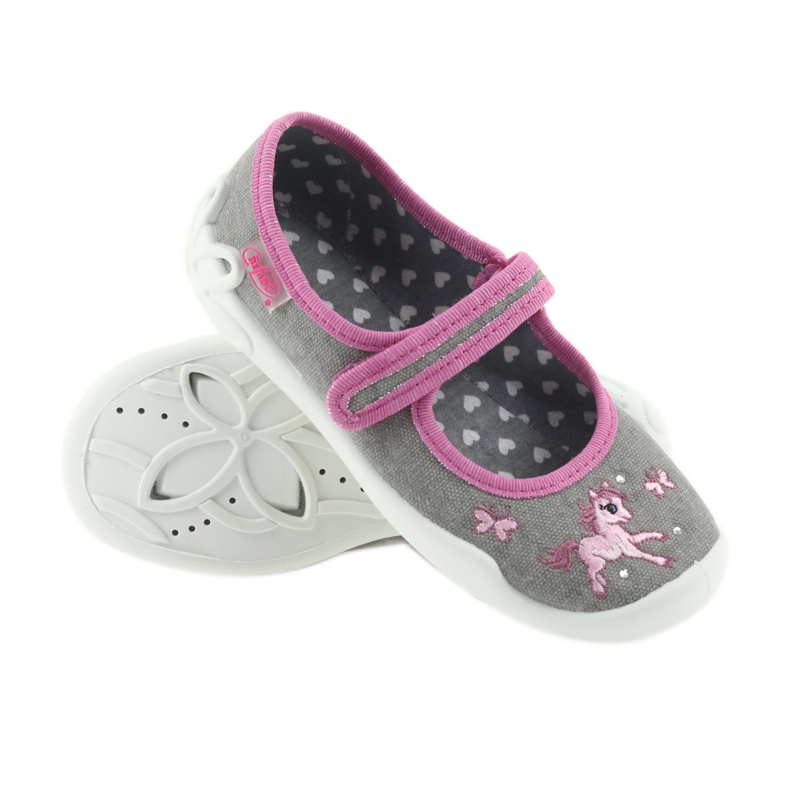 Pantofole Befado scarpe per bambini 114X325 Soft-B sottopiede grigio rosa 3