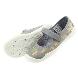 Pantofole Befado scarpe per bambini 114Y345 velcro grigio giallo 4