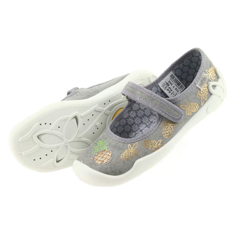 Pantofole Befado scarpe per bambini 114Y345 velcro grigio giallo 4