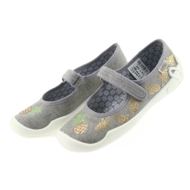 Pantofole Befado scarpe per bambini 114Y345 velcro grigio giallo 3