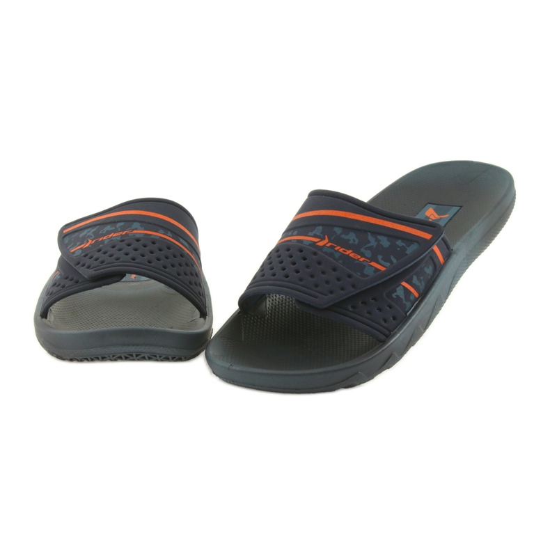 Pantofole da uomo per il tempo libero Rider 82500 blu navy arancia 4