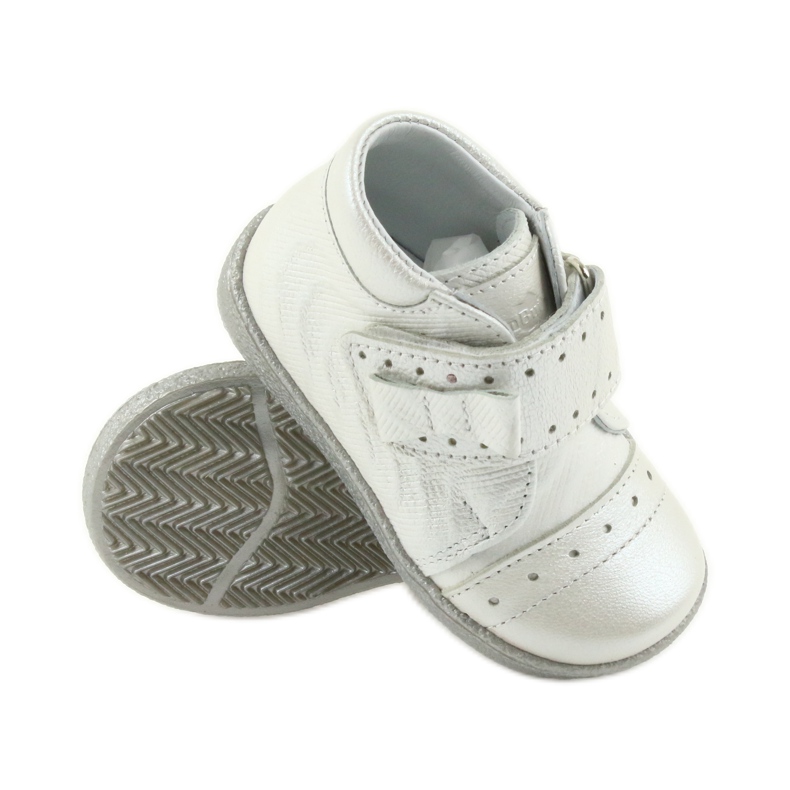Scarpe per bambini in velcro Ren But 1535 con fiocco argentato argento 3