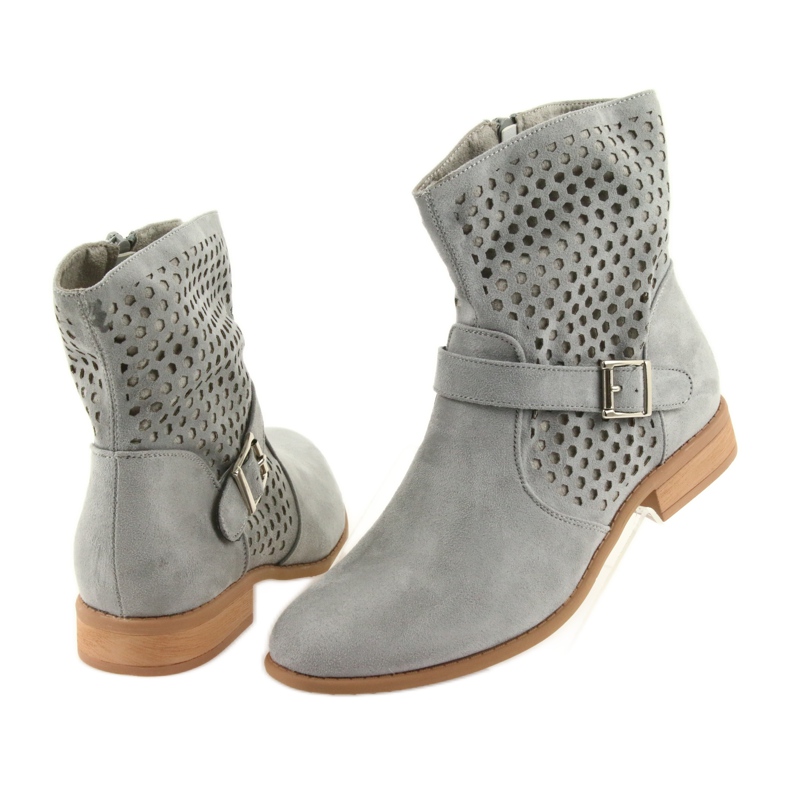 M.Daszyński Stivali casual da donna in camoscio grigio SA142 grigio 4