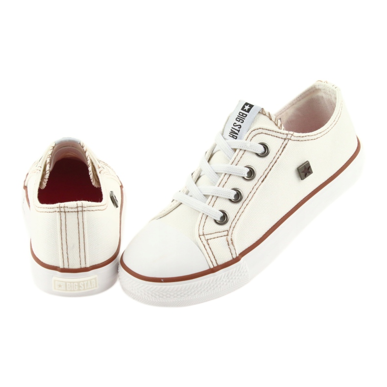 Big Star Sneakers per bambini delle grandi stelle legate 374085 bianche bianco 5