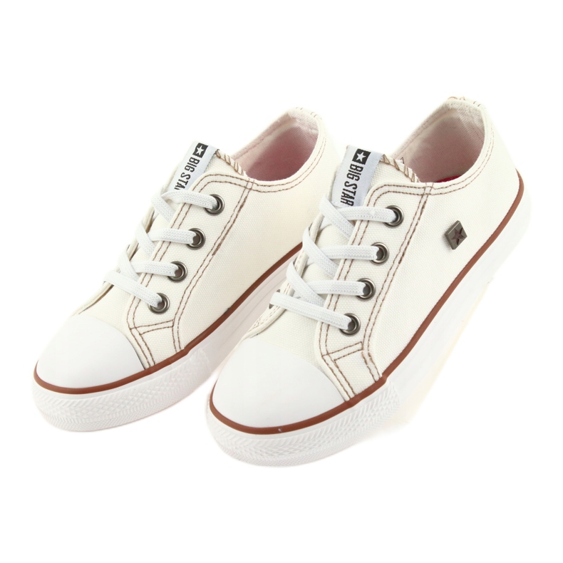 Big Star Sneakers per bambini delle grandi stelle legate 374085 bianche bianco 4