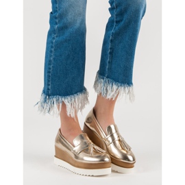 Corina Mocassini con zeppa dorata d'oro 1