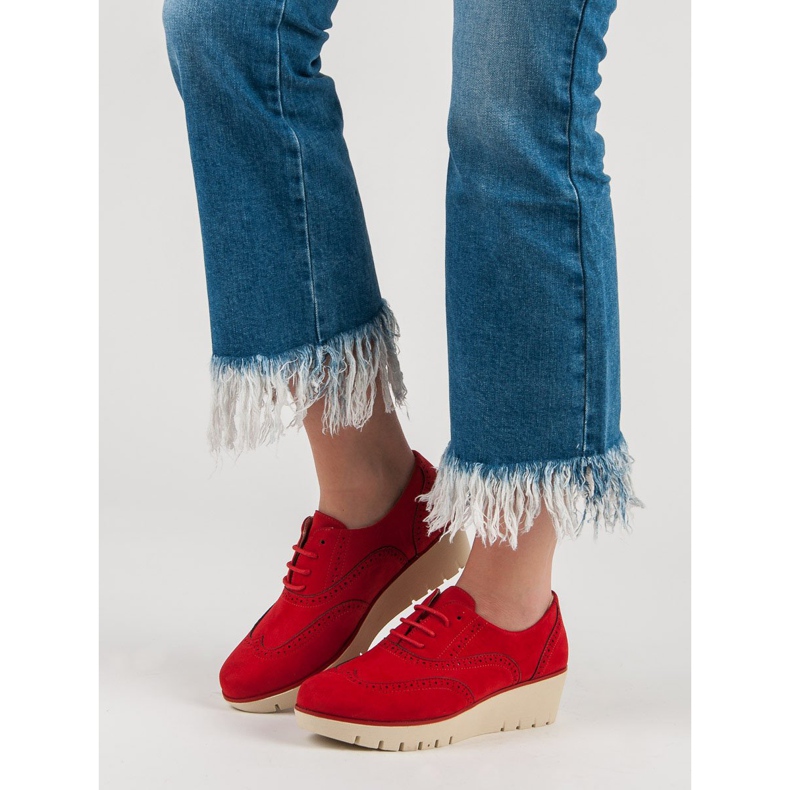 Corina Scarpe rosse con zeppa rosso 1