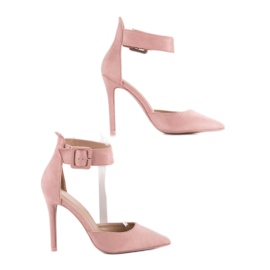 Scarpe col tacco in pelle scamosciata rosa 2