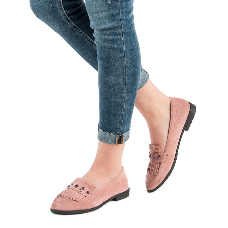 Laura Mode Mocassini in pelle scamosciata cipria rosa 1