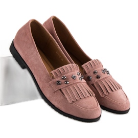 Laura Mode Mocassini in pelle scamosciata cipria rosa 2