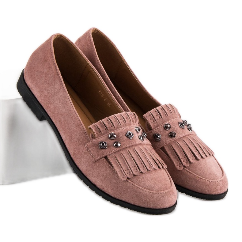 Laura Mode Mocassini in pelle scamosciata cipria rosa 2