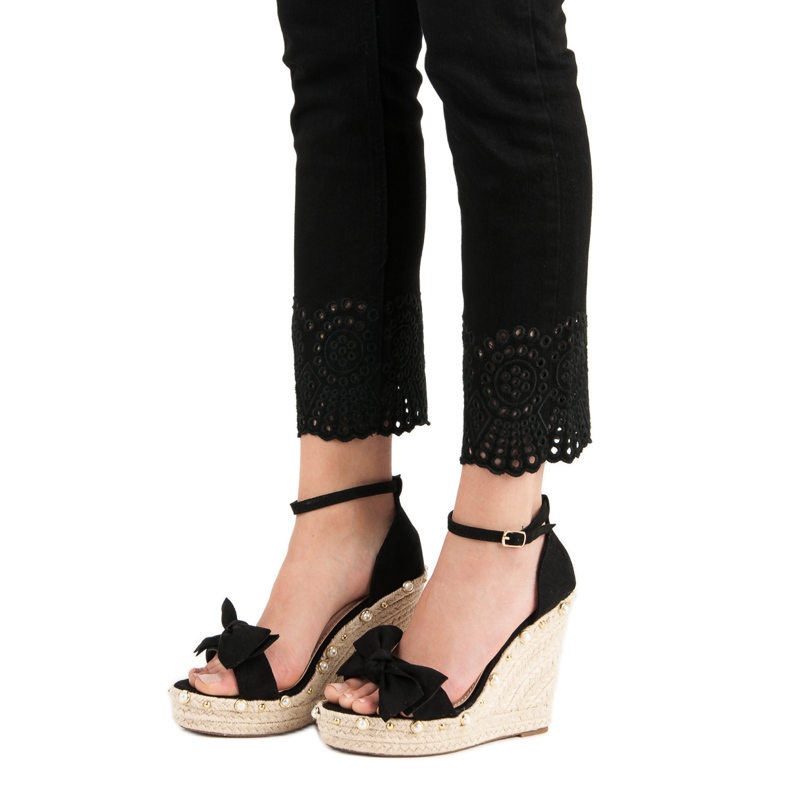 STEPHAN Sandali Espadrillas Con Fiocco nero 2