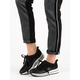 Scarpe sportive con cristalli nero 2