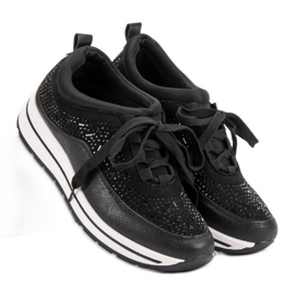 Scarpe sportive con cristalli nero 1