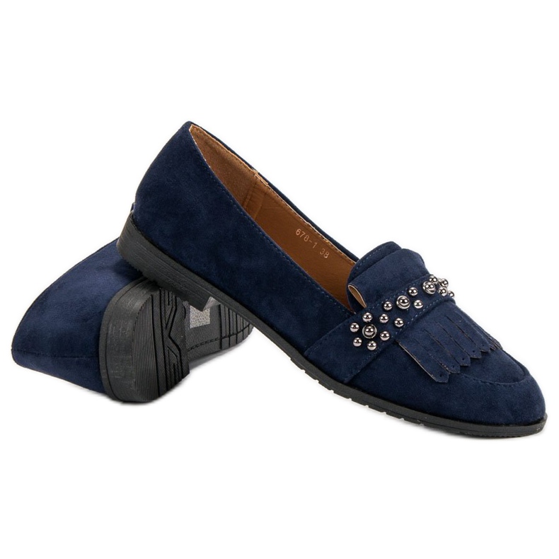 Laura Mode Mocassini blu navy con jet 1