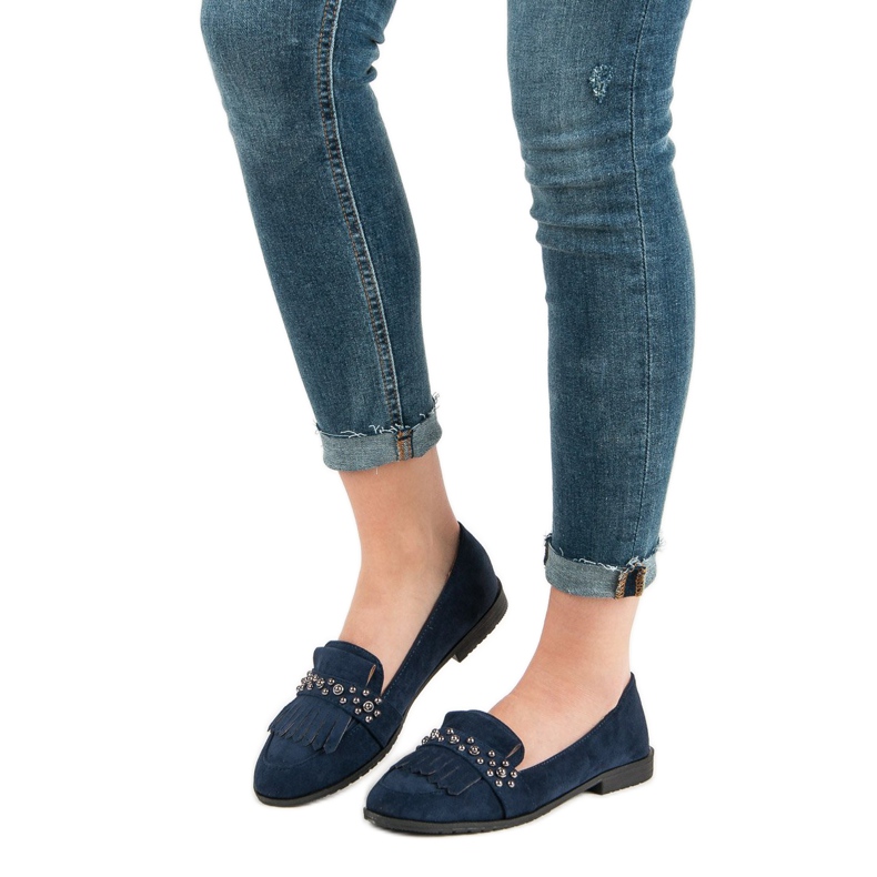 Laura Mode Mocassini blu navy con jet 2