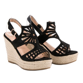 Top Shoes Sandali con zeppa traforati nero 1
