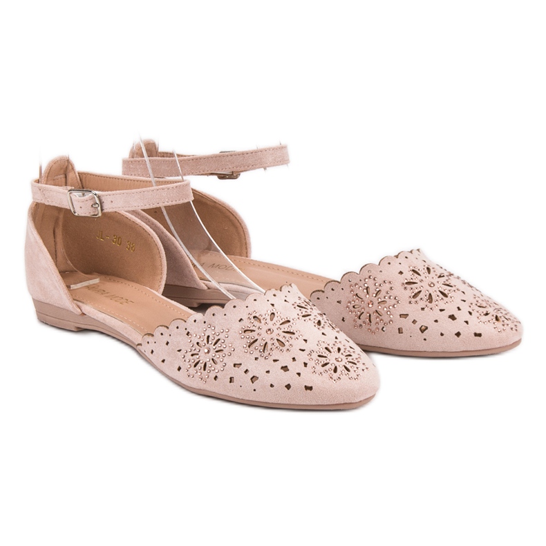Laura Mode Ballerine traforate con cristalli rosa 1