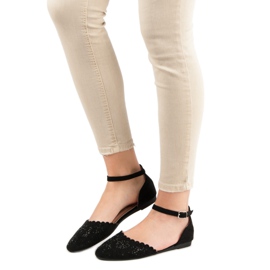 Laura Mode Ballerine traforate con cristalli nero 2