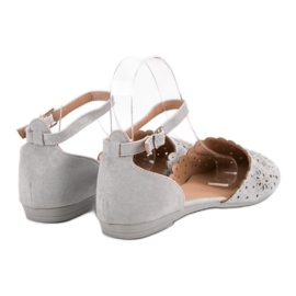 Laura Mode Ballerine traforate con cristalli grigio 2