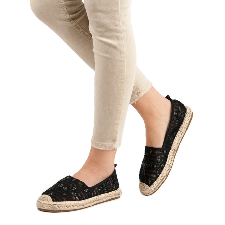 Sweet Shoes Espadrillas di pizzo nero 2