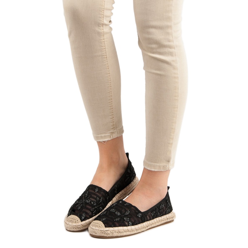 Sweet Shoes Espadrillas di pizzo nero 1