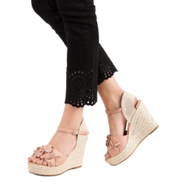 Top Shoes Sandali Cipria Con Fiori rosa 2