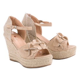 Top Shoes Sandali Beige Con Fiori 1