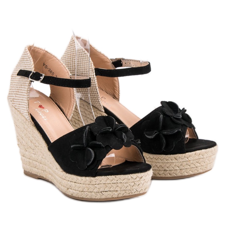 Top Shoes Sandali Neri Con Fiori nero 1