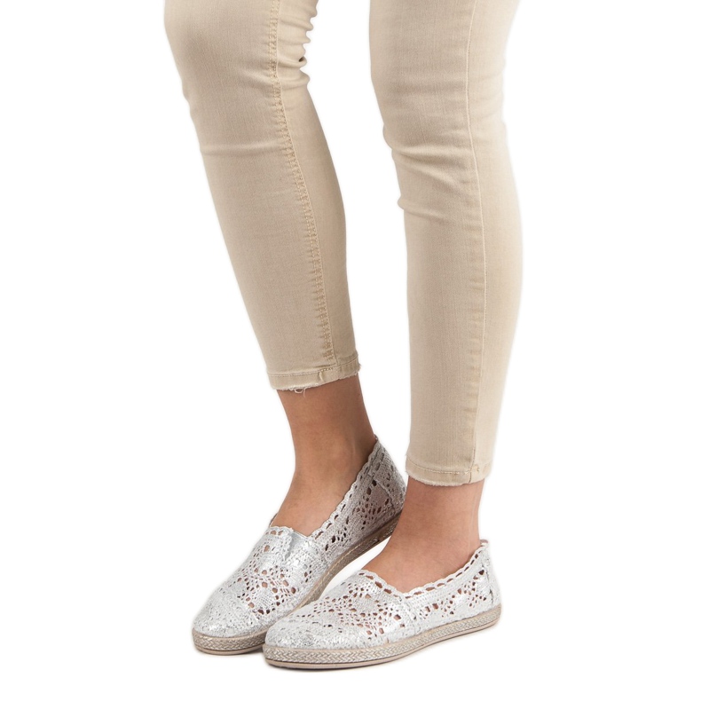 Sweet Shoes Espadrillas di pizzo argento grigio 1