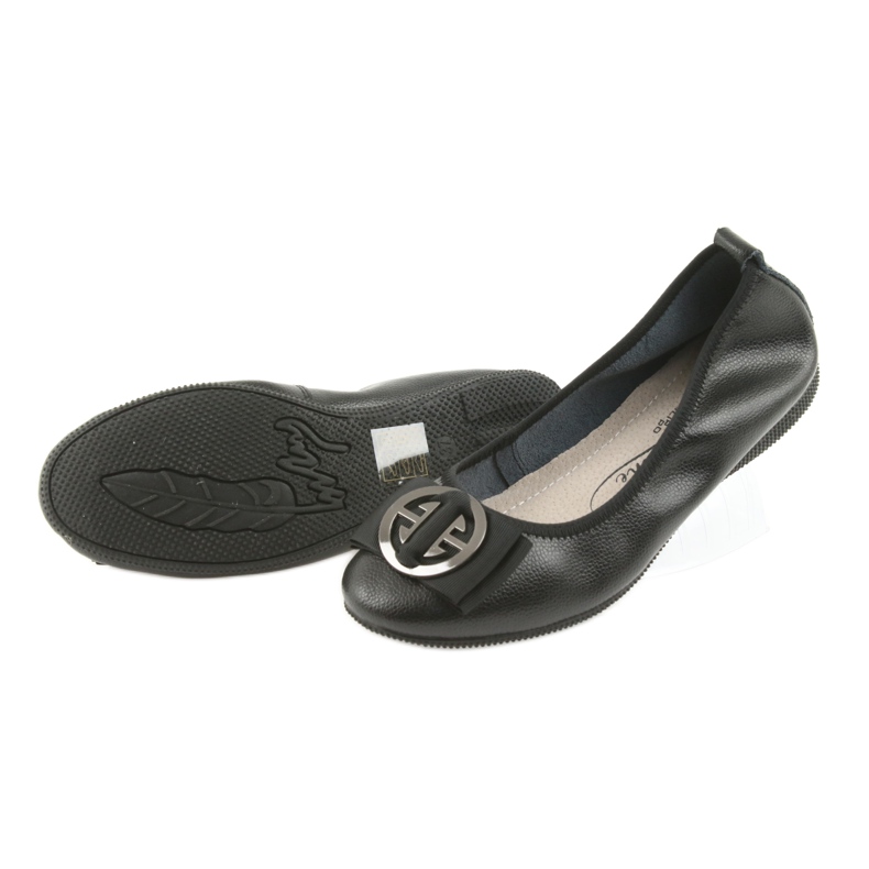 Ballerine da donna in pelle con fiocco Filippo 633 nero 3