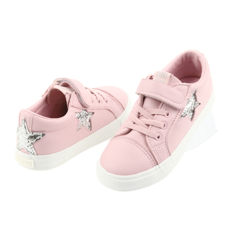 Big Star Sneakers con velcro stella 374104 rosa grigio 4