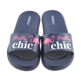 Pantofole da donna Flamingos Atletico bianco rosa blu navy 3