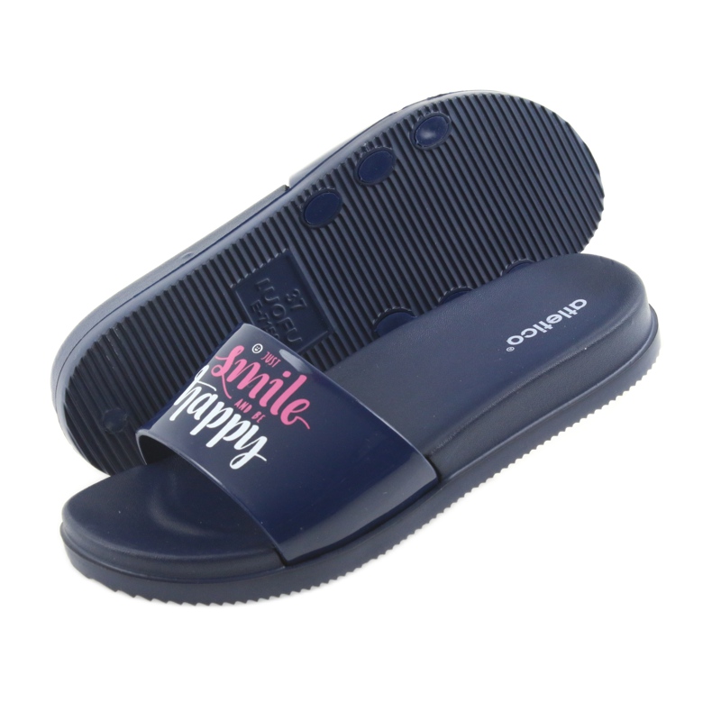 Pantofole blu navy da donna Happy Atletico bianco rosa 5