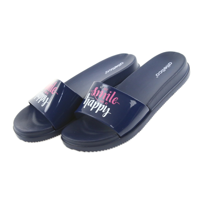 Pantofole blu navy da donna Happy Atletico bianca rosa 4