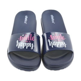Pantofole blu navy da donna Happy Atletico bianco rosa 3