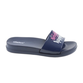 Pantofole blu navy da donna Happy Atletico bianca rosa 1
