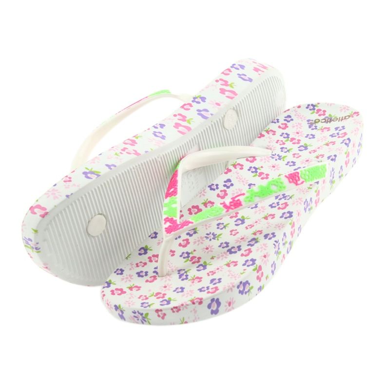 Atletico Infradito da donna con fiori bianca viola verde rosa 5