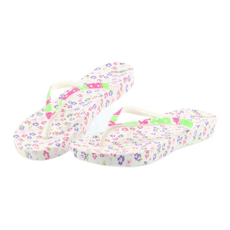 Atletico Infradito da donna con fiori bianco viola verde rosa 4