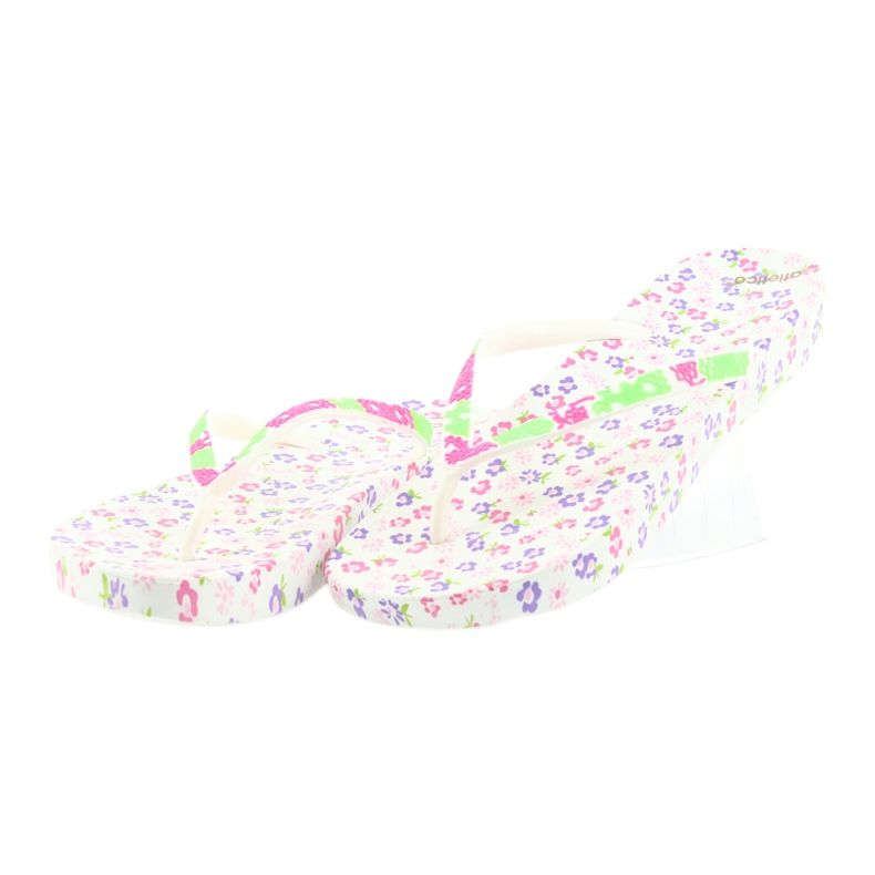 Atletico Infradito da donna con fiori bianca viola verde rosa 3