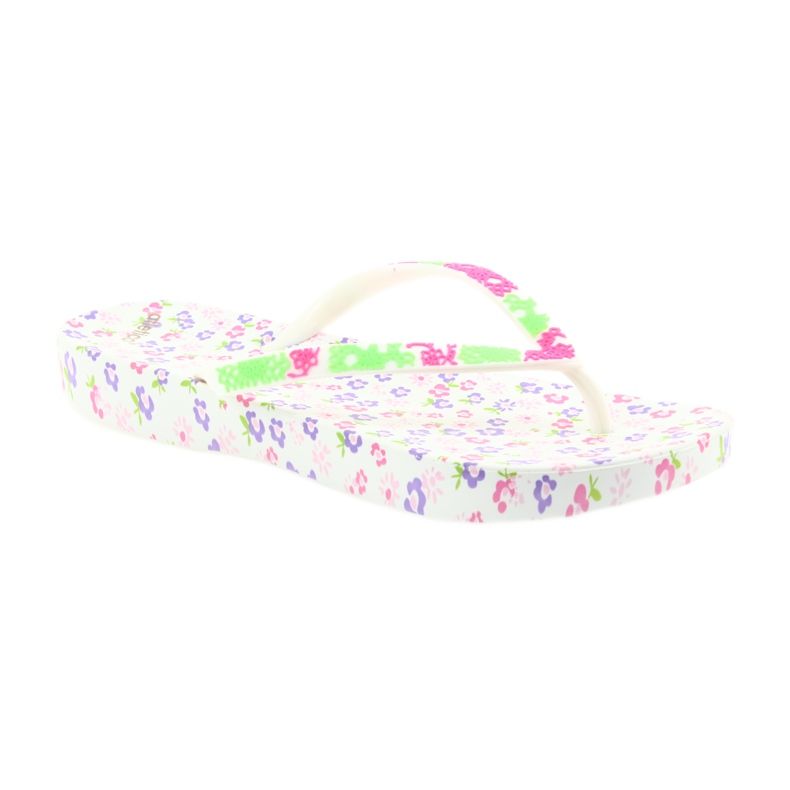 Atletico Infradito da donna con fiori bianca viola verde rosa 1