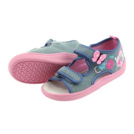 American Club Scarpe per bambini pantofole sandali inserto in pelle americana 37/19 blu rosa 4