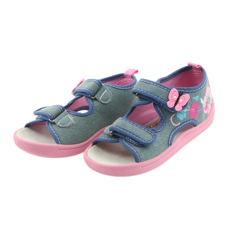 American Club Scarpe per bambini pantofole sandali inserto in pelle americana 37/19 blu rosa 3
