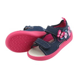 American Club Scarpe per bambini pantofole sandali inserto in pelle americana 37/19 blu rosa blu navy 5