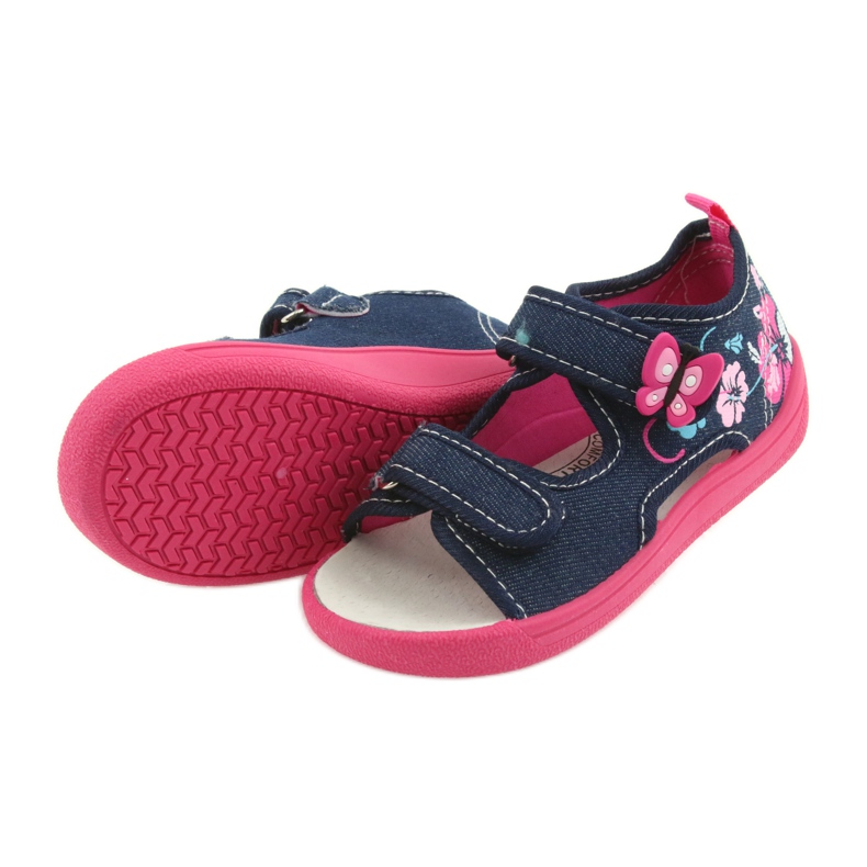 American Club Scarpe per bambini pantofole sandali inserto in pelle americana 37/19 blu rosa blu navy 4