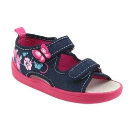 American Club Scarpe per bambini pantofole sandali inserto in pelle americana 37/19 blu rosa blu navy 1