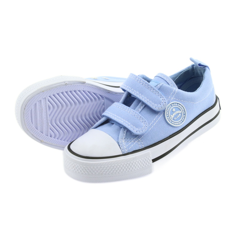 Sneakers con velcro American Club LH50 blu scarpe per bambini bianco 4