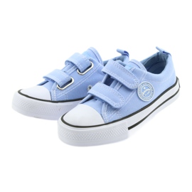 Sneakers con velcro American Club LH50 blu scarpe per bambini bianco 3