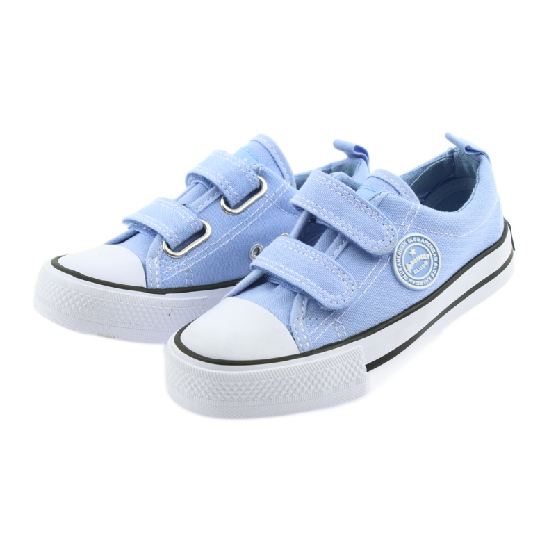 Sneakers con velcro American Club LH50 blu scarpe per bambini bianca 3